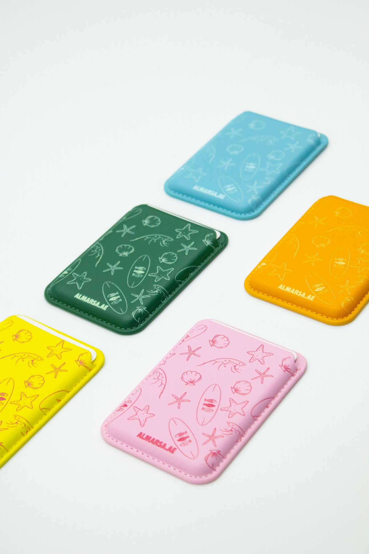 Ocean Doodles Mag-Safe Wallet (Yellow-Pink)