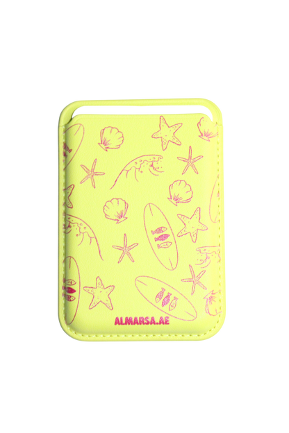 Ocean Doodles Mag-Safe Wallet (Yellow-Pink)