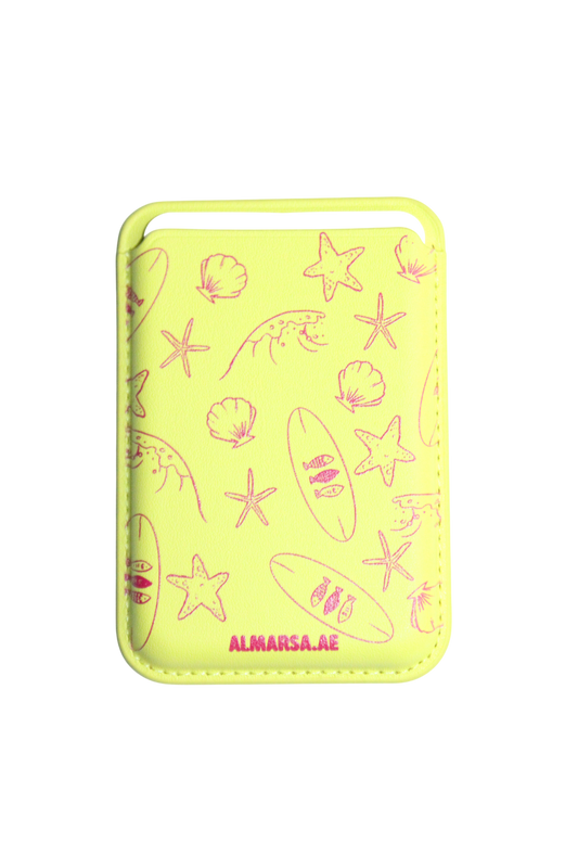 Ocean Doodles Mag-Safe Wallet (Yellow-Pink)